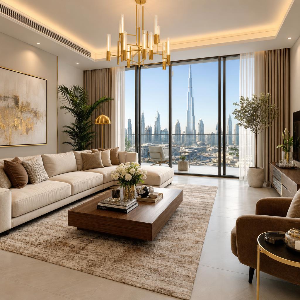 بعد — تصميم غرفة معيشة مؤثثة بالذكاء الاصطناعي في دبي