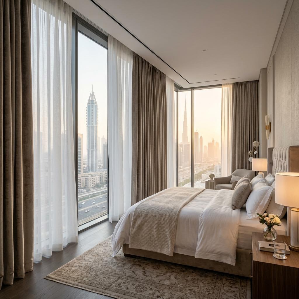 Curtains & Drapery — Bedroom by Zorinia Design