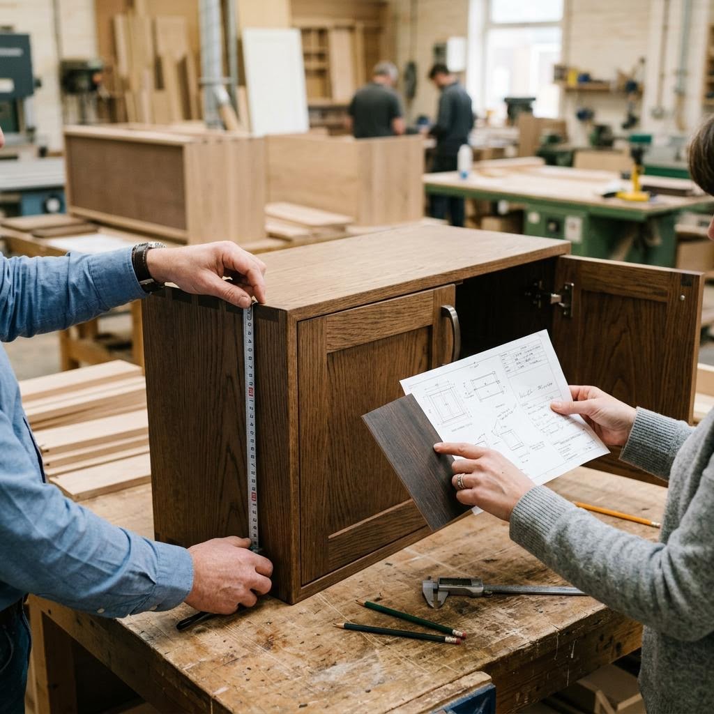 Quality inspection of custom furniture against approved specifications before shipping