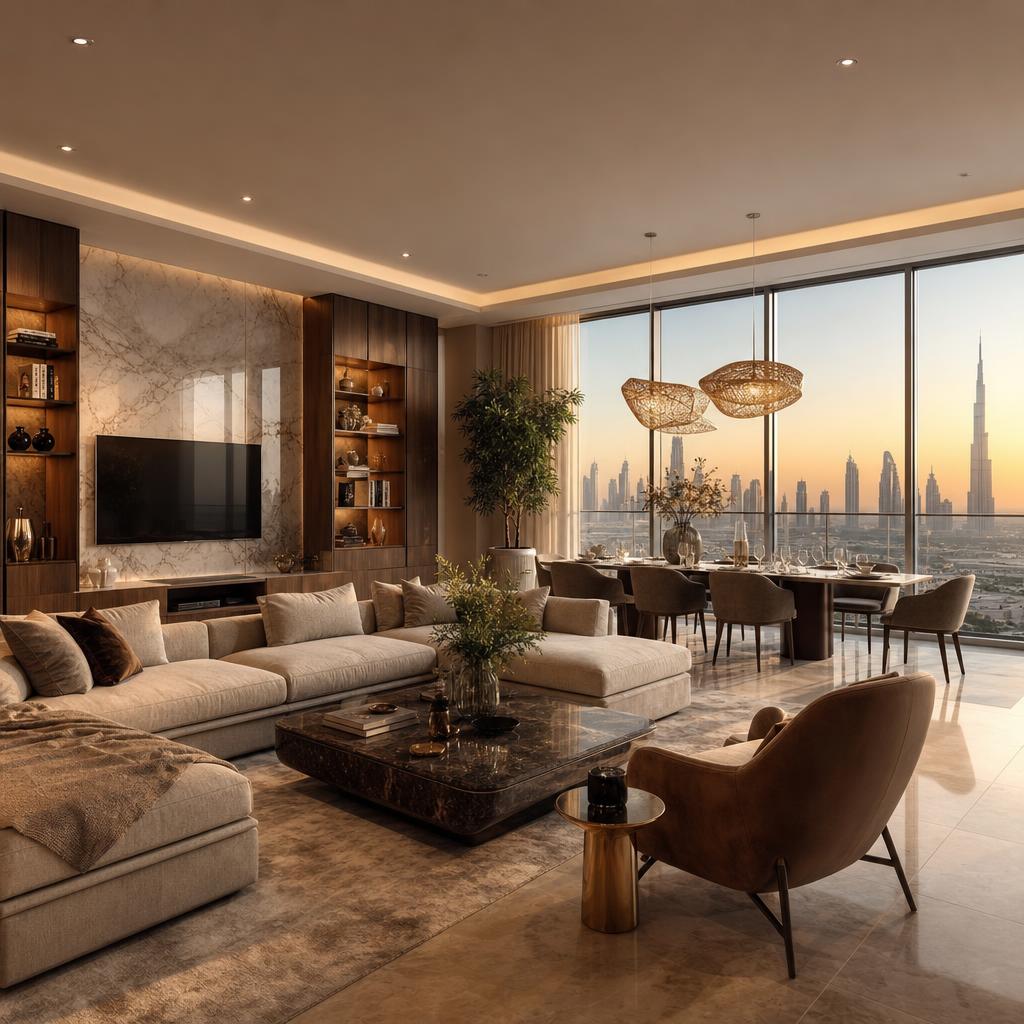 Factory-direct interior design and custom furniture supplied by Zorinia for a Dubai home